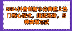 2024抖音创新小众赛道上热门核心技术，超级涨粉，多种变现方式【揭秘】-沐风资源库