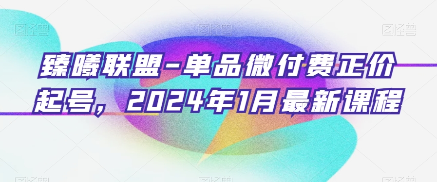 臻曦联盟-单品微付费正价起号，2024年1月最新课程-沐风资源库