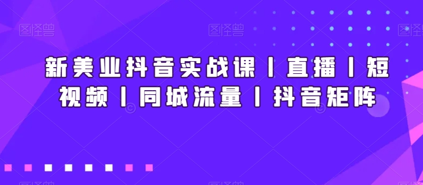 新美业抖音实战课丨直播丨短视频丨同城流量丨抖音矩阵-沐风资源库