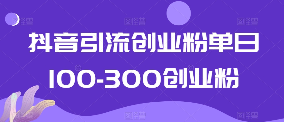 抖音引流创业粉单日100-300创业粉【揭秘】-沐风资源库