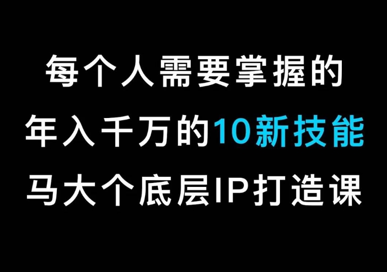 马大个的IP底层逻辑课，​每个人需要掌握的年入千万的10新技能，约会底层IP打造方法！-沐风资源库