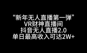 “新年无人直播第一弹“VR财神直播间，抖音无人直播2.0，单日最高收入可达2W+【揭秘】-沐风资源库
