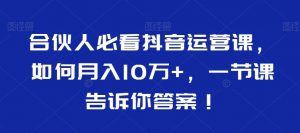 合伙人必看抖音运营课，如何月入10万+，一节课告诉你答案！-沐风资源库