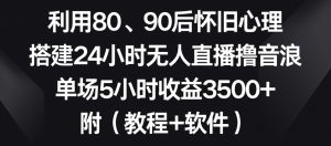 利用80、90后怀旧心理，搭建24小时无人直播撸音浪，单场5小时收益3500+（教程+软件）【揭秘】-沐风资源库