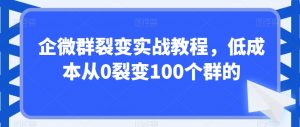 企微群裂变实战教程，低成本从0裂变100个群的-沐风资源库