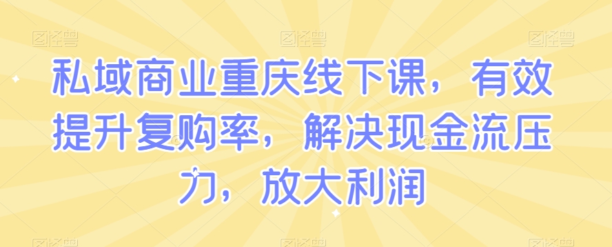 私域商业重庆线下课，有效提升复购率，解决现金流压力，放大利润-沐风资源库