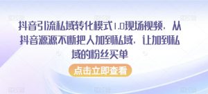 抖音引流私域转化模式1.0现场视频，从抖音源源不断把人加到私域，让加到私域的粉丝买单-沐风资源库