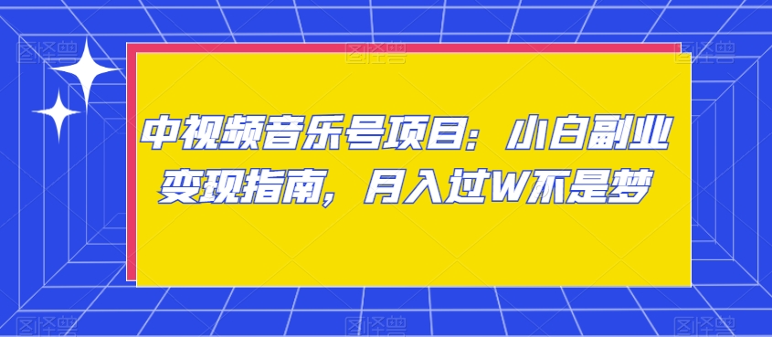 中视频音乐号项目：小白副业变现指南，月入过W不是梦【揭秘】-沐风资源库