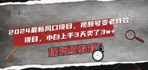 2024最新风口项目，视频号变老特效项目，电脑小白上手3天卖了3w+，保姆级教程【揭秘】-沐风资源库