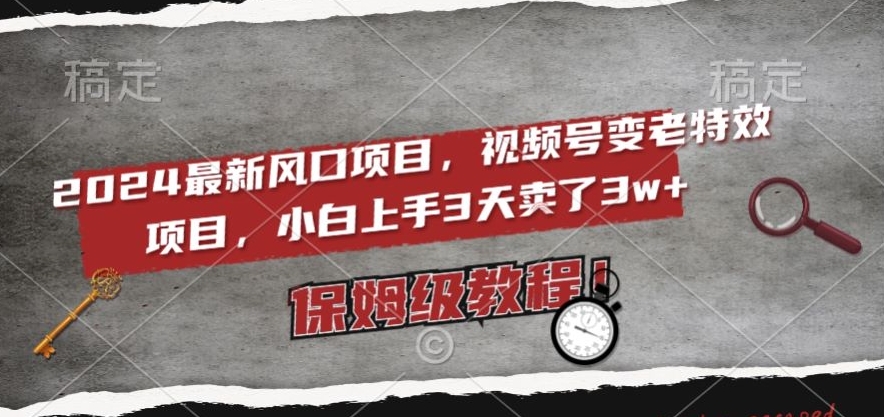2024最新风口项目，视频号变老特效项目，电脑小白上手3天卖了3w+，保姆级教程【揭秘】-沐风资源库