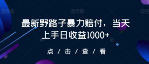 最新野路子暴力赔付，当天上手日收益1000+【仅揭秘】-沐风资源库