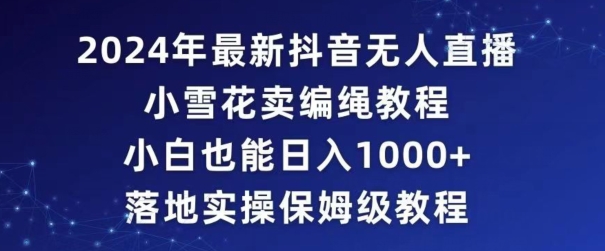 2024年抖音最新无人直播小雪花卖编绳项目，小白也能日入1000+落地实操保姆级教程【揭秘】-沐风资源库