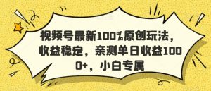 视频号最新100%原创玩法，收益稳定，亲测单日收益1000+，小白专属【揭秘】-沐风资源库