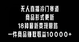 无人直播冷门赛道，商品形式更新，18种变现思路，一件商品赚取收益10000+【揭秘】-沐风资源库