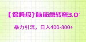 保姆级脑筋急转弯3.0，暴力引流，日入400-800+【揭秘】-沐风资源库
