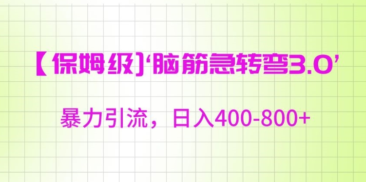 保姆级脑筋急转弯3.0，暴力引流，日入400-800+【揭秘】-沐风资源库