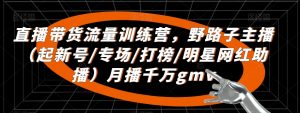 直播带货流量训练营，​野路子主播（起新号/专场/打榜/明星网红助播）月播千万gmv-沐风资源库