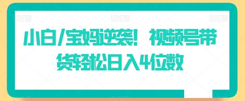 小白/宝妈逆袭！视频号带货轻松日入4位数【揭秘】-沐风资源库