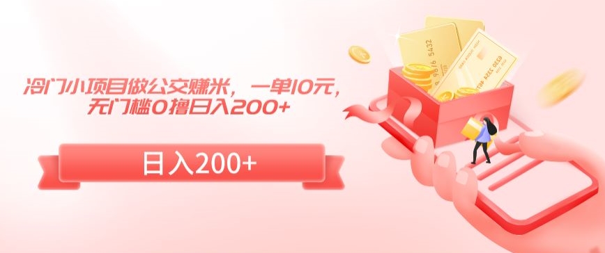 冷门小项目做公交赚米，一单10元，无门槛0撸日入200+【揭秘】-沐风资源库