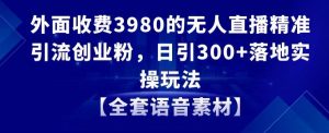 外面收费3980的无人直播精准引流创业粉，日引300+落地实操玩法【全套语音素材】【揭秘】-沐风资源库
