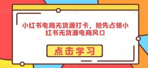 小红书电商无货源打卡，抢先占领小红书无货源电商风口-沐风资源库
