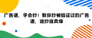 广告语，学会抄！教你抄被验证过的广告语，谁抄谁卖爆-沐风资源库