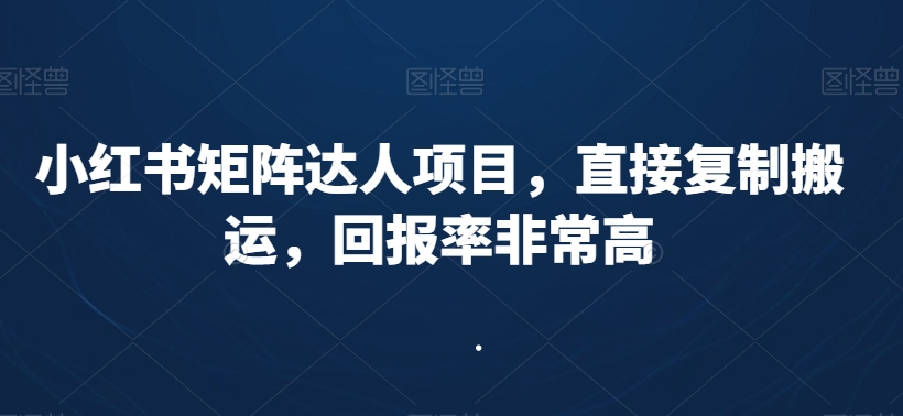 小红书矩阵达人项目，直接复制搬运，回报率非常高-沐风资源库