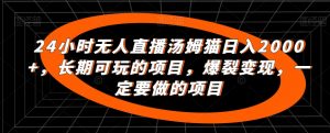 24小时无人直播汤姆猫日入2000+，长期可玩的项目，爆裂变现，一定要做的项目【揭秘】-沐风资源库