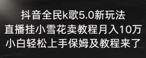 抖音全民k歌5.0新玩法，直播挂小雪花卖教程月入10万，小白轻松上手，保姆及教程来了【揭秘】-沐风资源库