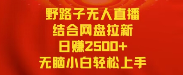 野路子无人直播结合网盘拉新，日赚2500+，小白无脑轻松上手【揭秘】-沐风资源库