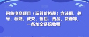 闲鱼电商项目（玩转价格差）含注册、养号、标题、成交、售后、选品、货源等，一条龙全系统教程-沐风资源库