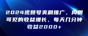 2024视频号爽剧推广，肉眼可见的收益增长，每天几分钟收益2000+【揭秘】-沐风资源库