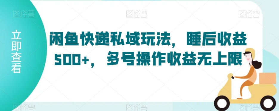 闲鱼快递私域玩法，睡后收益500+，多号操作收益无上限【揭秘】-沐风资源库