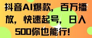 抖音AI爆款，百万播放，快速起号，日入500你也能行【揭秘】-沐风资源库