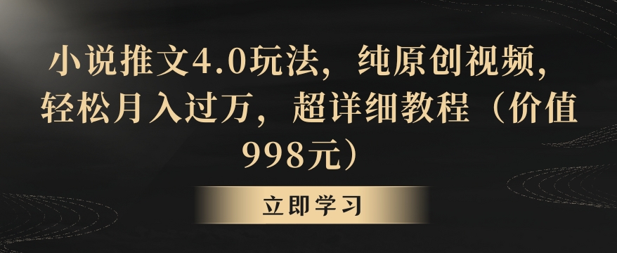 小说推文4.0玩法，纯原创视频，轻松月入过万，超详细教程（价值998元）【揭秘】-沐风资源库
