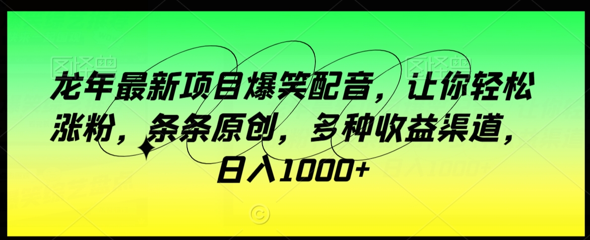 龙年最新项目爆笑配音，让你轻松涨粉，条条原创，多种收益渠道，日入1000+【揭秘】-沐风资源库