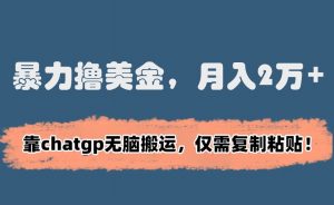 暴力撸美金，月入2万+！靠chatgp无脑搬运，仅需复制粘贴【揭秘】-沐风资源库