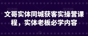 文哥实体同城获客实操营课程，实体老板必学内容-沐风资源库