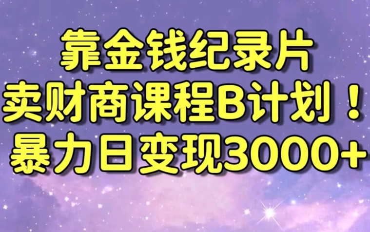 财经纪录片联合财商课程的变现策略，暴力日变现3000+，喂饭级别教学【揭秘】-沐风资源库