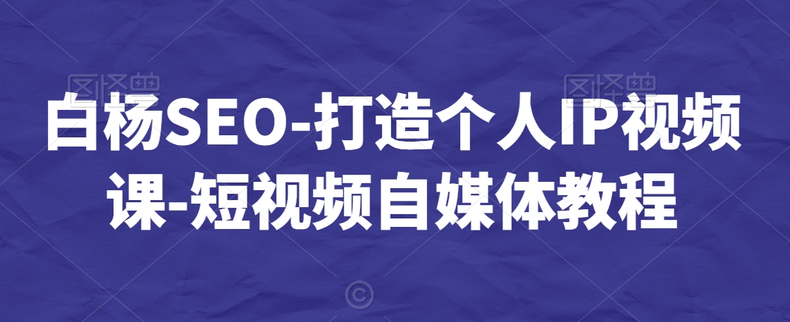 白杨SEO-打造个人IP视频课-短视频自媒体教程-沐风资源库