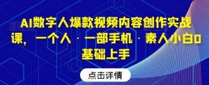 AI数字人爆款视频内容创作实战课，一个人·一部手机·素人小白0基础上手-沐风资源库