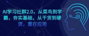 AI学习社群2.0，从菜鸟到学霸，夯实基础，从干货到硬货，重在应用-沐风资源库