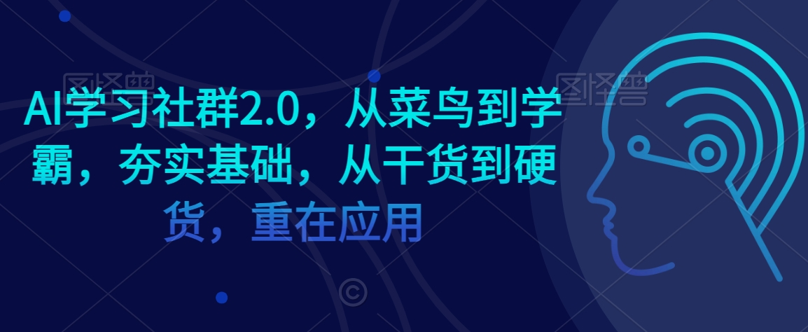 AI学习社群2.0，从菜鸟到学霸，夯实基础，从干货到硬货，重在应用-沐风资源库