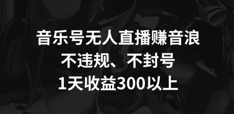 音乐号无人直播赚音浪,不违规、不封号,1天收益300+【揭秘】-沐风资源库