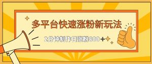 多平台快速涨粉最新玩法，2分钟制作，日涨粉800+【揭秘】-沐风资源库