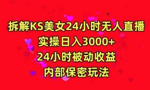 利用快手24小时无人美女直播，实操日入3000，24小时被动收益，内部保密玩法【揭秘】-沐风资源库