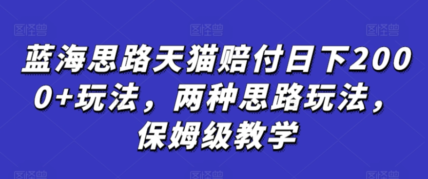 蓝海思路天猫赔付日下2000+玩法，两种思路玩法，保姆级教学【仅揭秘】-沐风资源库