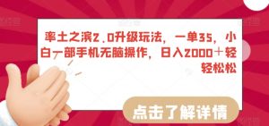 率土之滨2.0升级玩法，一单35，小白一部手机无脑操作，日入2000＋轻轻松松【揭秘】-沐风资源库