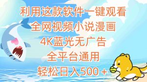 利用这款软件一键观看全网视频小说漫画，4K蓝光无广告，全平台通用，轻松日入500＋【揭秘】-沐风资源库