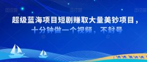 超级蓝海项目短剧赚取大量美钞项目，国内短剧出海tk赚美钞，十分钟做一个视频【揭秘】-沐风资源库